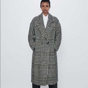 Zara Oversized Houndstooth Coat Sz S
